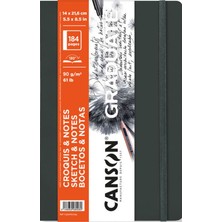 Canson Graduate Sert Kapaklı Eskiz Defteri 90GR  14X21,6 184 Sayfa - Koyu Gri