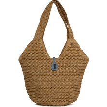 Bagmori Vizon Oval Kova Hasır Tote Çanta