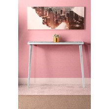 Feyza Design Esperanza Dresuar Beyaz 92X20CM Doğal Masif Ayaklı Raf Salon Mutfak Antre Hol Koridor