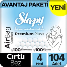 Sleepy Bio Natural Premium Plus Airbag Comfort Avantaj Paketi Bebek Bezi 4 Numara Maxi 104 Adet