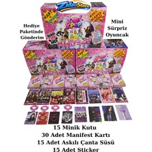 Emrah Gültekin K-Pop Manifest Kart Seti 15 Mini Paket 30 Kart 15 Sticker 15 Askılı Süs Mini Oyuncak Şeker Hediyeli