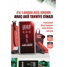 Ensiga Akım Korumalı 16.000 Mah Akü Şarj Cihazı Çantalı Jump Starter Kompresör Powerbank