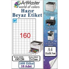 ArtMaster A4 Hazır Beyaz Etiket 22X12 mm 10 Sayfa 1 Paket 160 Lı Kendinden Yapışkanlı Fotokopi Lazer Inkjet Kağıdı Yazıcılar Için