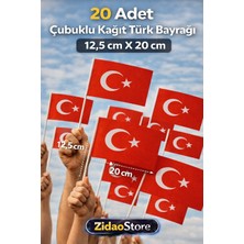Emrah Gültekin 20 Adet Çubuklu Kağıt Türk Bayrağı 12,5X20 cm Sopalı Saplı Ay Yıldız Bayrak 23 Nisan Okul
