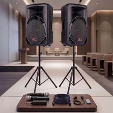 Lastvoice AMPLE-12PAK Taşınabilir 1600W 12 Inç Ikili Aktif Pasif Hoparlör Ses Sistemi Paketi