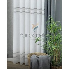 Farbateks Gümüş Silver Ara Bantlı Şeritli Gümüş Simli Ütü Istemez Kırışmaz Tül Perde 2kat Pileli Tül Perde