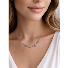 Brezza Lusso Jewelry Blue Blossom 925 Ayar Gümüş Çiçek Kadın Kolye
