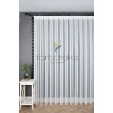 Farbateks Modern Ince Çizgili Gold Parçacıklı Tül Perde Şık Dokuma Salon Roma 3kat Pilei Tül Perde