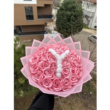 Buket Dünyası 30 Lu LED Işıklı Solmayan Gül Buketi Pembe Gül Dışı Pembe - Harfli Istenilen Harf Yapılır