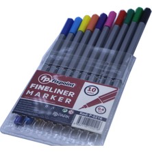 Fixpoint 10'lu Renkli Keçeli Kalem 0.4 Ölçü ile Yüksek Kaliteli Fineliner Marker