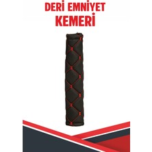 VelmoraTR Nıssan Almera Uyumlu Emniyet Kemer Pedi Siyah Deri Kırmızı Dikişli