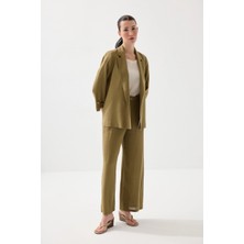 Gusto Bol Paça Keten Pantolon - Haki