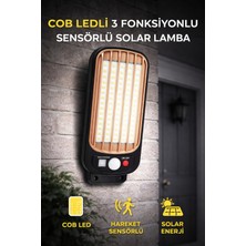 Ecuy Cob LED Sensörlü Solar Lamba 3 Fonksiyonlu Bahçe Aydınlatma Hareket Sensörlü Duvar Lambası