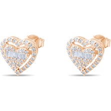 Lial Diamond 0.23 Karat Baget Pırlanta Küpe, Çiçek Motifli ,doğal Pırlanta, Sertifikalı Mücevher