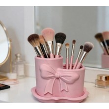 Lotus Home Pembe Fiyonk Detaylı Makyaj Fırçası Organizer – Dekoratif Masa Üstü Düzenleyici
