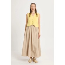 Minaaise Taş Poplin Beli Lastikli Uzun Etek 27321