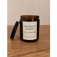 Premium El Yapımı Lavanta Kokulu Amber Cam Mum 210 G – 40 Saat Yanma