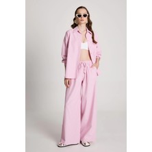Minaaise Agethe Çizgili Gömlek/pantolon Takım Pembe