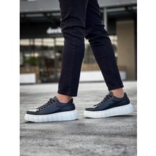 ÖNÇ - PRİME Yüksek Taban Günlük Ayakkabı Siyah (Beyaz Taban)