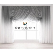 Farbateks Gri Antrasit Füme Tül Üstden Renk Geçişli Kruvaze Model 3 Kat Pileli Tül Perde 3kat Pilei Tül Perde