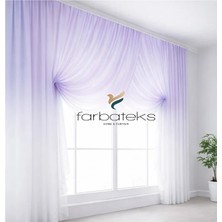 Farbateks Lila Mor Tül Üstden Renk Geçişli Kruvaze Model 3 Kat Pileli Tül Perde 3kat Pilei Tül Perde