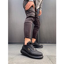 ÖNÇ - PRİME Yüksek Taban Günlük Ayakkabı Siyah (Siyah Taban)