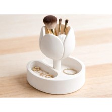 Lotus Home Lale Tasarımlı Makyaj Organizer – Dekoratif Fırça & Takı Standı
