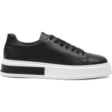 Celal Gültekin Erkek Siyah Kalın Tabanlı Deri Sneaker