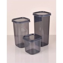 Herşey Trend Herşeytrend 3 Boy Antrasit Sızdırmaz Kapaklı Dik Kare Erzak Saklama Kabı ANK150