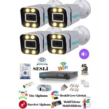 4 Kameralı 5 Mp Ultra Hd Sesli Renkli Güvenlik Kamera Seti Teico- 6405N