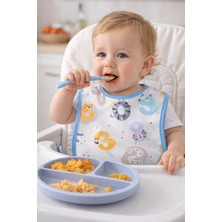 Pico Baby Unisex Desenli Eva Şeffaf Mama Önlüğü / Mavi