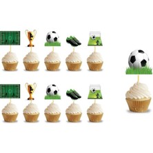 Trend Hediye Sepeti 10'lu Futbol Temalı Pasta ve Muffin Cupcake Süsleme Kürdanı
