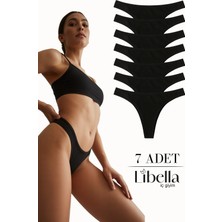 Libella İç Giyim Libella Iç Giyim Kadın Siyah Renkli Tanga Külot Pamuklu Likralı Esnek Konforlu String Model 7'li Paket