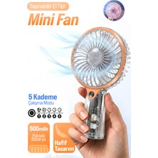 Auhma AUFN04 Taşınabilir Mini El Fanı Turuncu – Şarjlı, Sessiz, 500MAH Type-C Kablosuz Mini Fan
