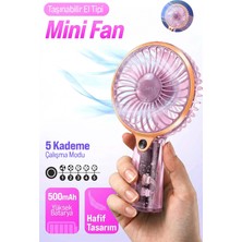 Auhma AUFN04 Taşınabilir Mini El Fanı Pembe – Şarjlı, Sessiz, 500MAH Type-C Kablosuz Mini Fan