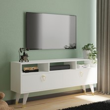 Nilah Sera 140 cm Modern Tv Sehpası Beyaz Gold