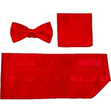Brianze Kırmızı Kuşak Papyon ve Mendil Set