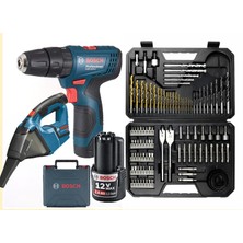Bosch Gsr 120 Li 2 Ah Tek Akülü Vidalama + Bosch Gas 12 Şarjlı Araç Süpürgesi + Bosch 103 Parça Uç Seti