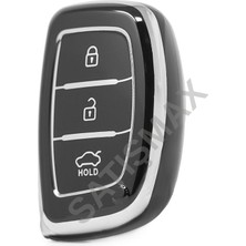 Satışmax Lüx Hyundai Tucson Elentra Bayon Anahtarsız Çalıştırma Nano Anahtar Kılıfı Siyah Gümüş Renk