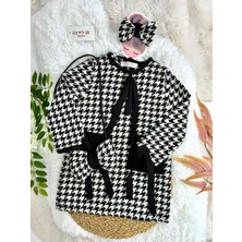Özşe Moda Çantalı Kazayağı Desen Örme Elbise
