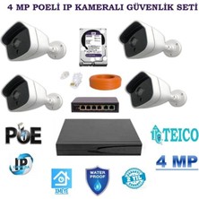 4 Mp Poeli Ip 4 Kameralı Herşey Dahil Güvenlik Seti TEICO-6440