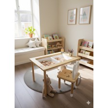 Lilikids Shop Ahşap Montessori Aktivite Masası + 1 Tavşanlı Sandalye