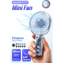 Auhma AUFN04 Taşınabilir Mini El Fanı Mavi – Şarjlı, Sessiz, 500MAH Type-C Kablosuz Mini Fan