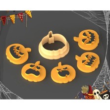 Hobist Cadılar Bayramı Halloween Kurabiye Kalıbı Bal Kabağı 5 Farklı Model Kesicili Şeker Hamuru Kalıbı