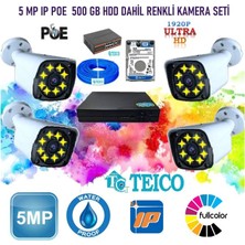 4 Kameralı 5 Mp Ip Poe Güvenlik Kamera Seti Teico- 6545
