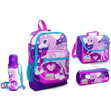 Coral High Mor Unicorn Desenli Beslenme Okul Çantası Kalemlik + Matara