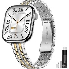 Alstrap Apple Watch 11-10 (42MM) 9 8 7 (41MM) 6 5 4 Se (40MM) 38MM Uyumlu Ince Lüks Çelik Kordon