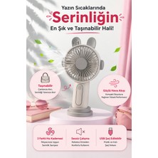 FaroxTech Sevimli Kulaklı Taşınabilir Mini Vantilatör - USB Şarjlı Sessiz El Fanı - Yazlık Seyahat Tipi