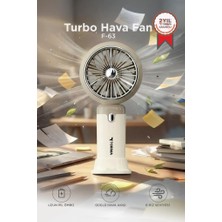 Torima Şarjlı El Vantilatörü Turbo Hava Akışlı 6 Kademeli Taşınabilir Masa Fanı F63 Krem