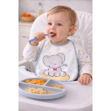 Unisex Desenli Eva Şeffaf Mama Önlüğü / Mavi